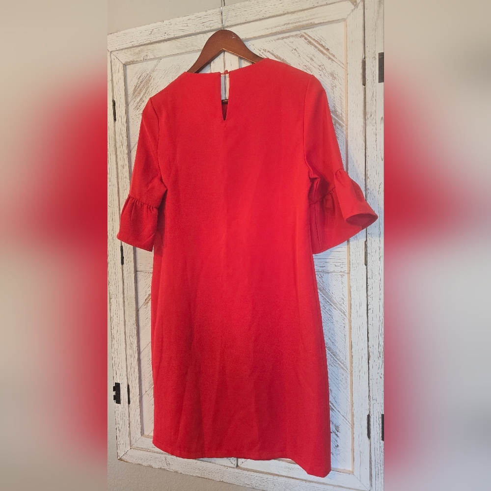 Elegant Red Long Sleeve Dress - Picture 4 of 5